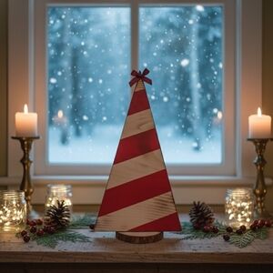 Red and White Striped Holiday Tree Decor